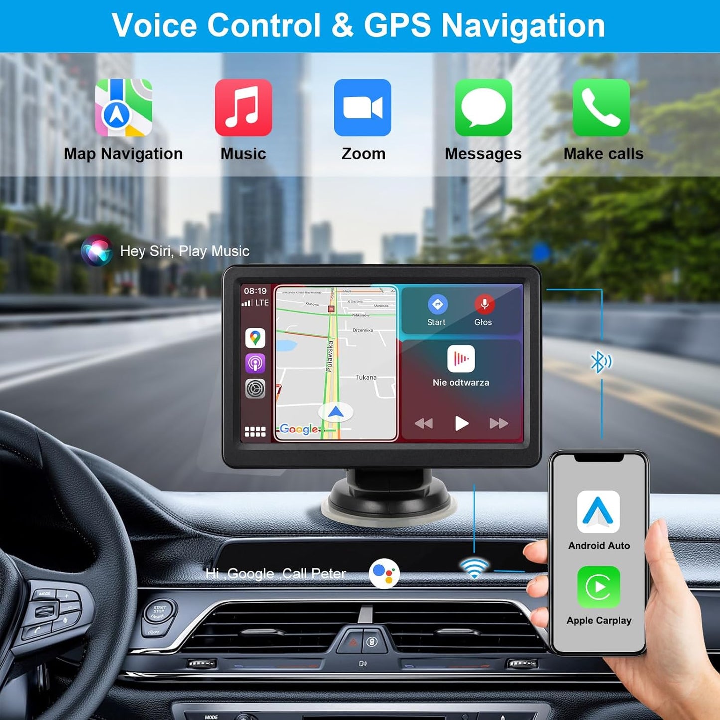 KUONOONER wireless Apple CarPlay screen for car
KUONOONER 7 inch portable car stereo with Android Auto
KUONOONER HD touchscreen car display with Bluetooth
KUONOONER CarPlay Android Auto screen with voice control
KUONOONER car stereo pantalla para carros with FM and AUX