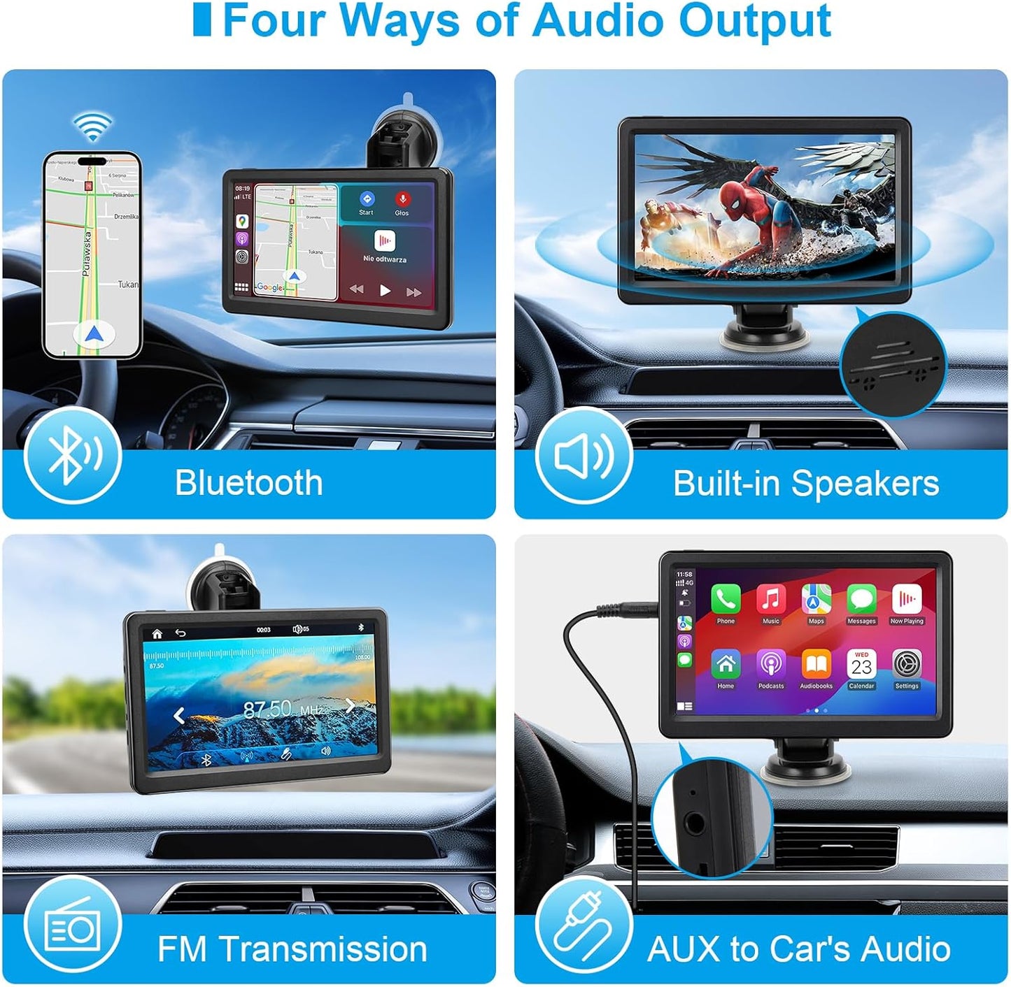 KUONOONER wireless Apple CarPlay screen for car
KUONOONER 7 inch portable car stereo with Android Auto
KUONOONER HD touchscreen car display with Bluetooth
KUONOONER CarPlay Android Auto screen with voice control
KUONOONER car stereo pantalla para carros with FM and AUX
